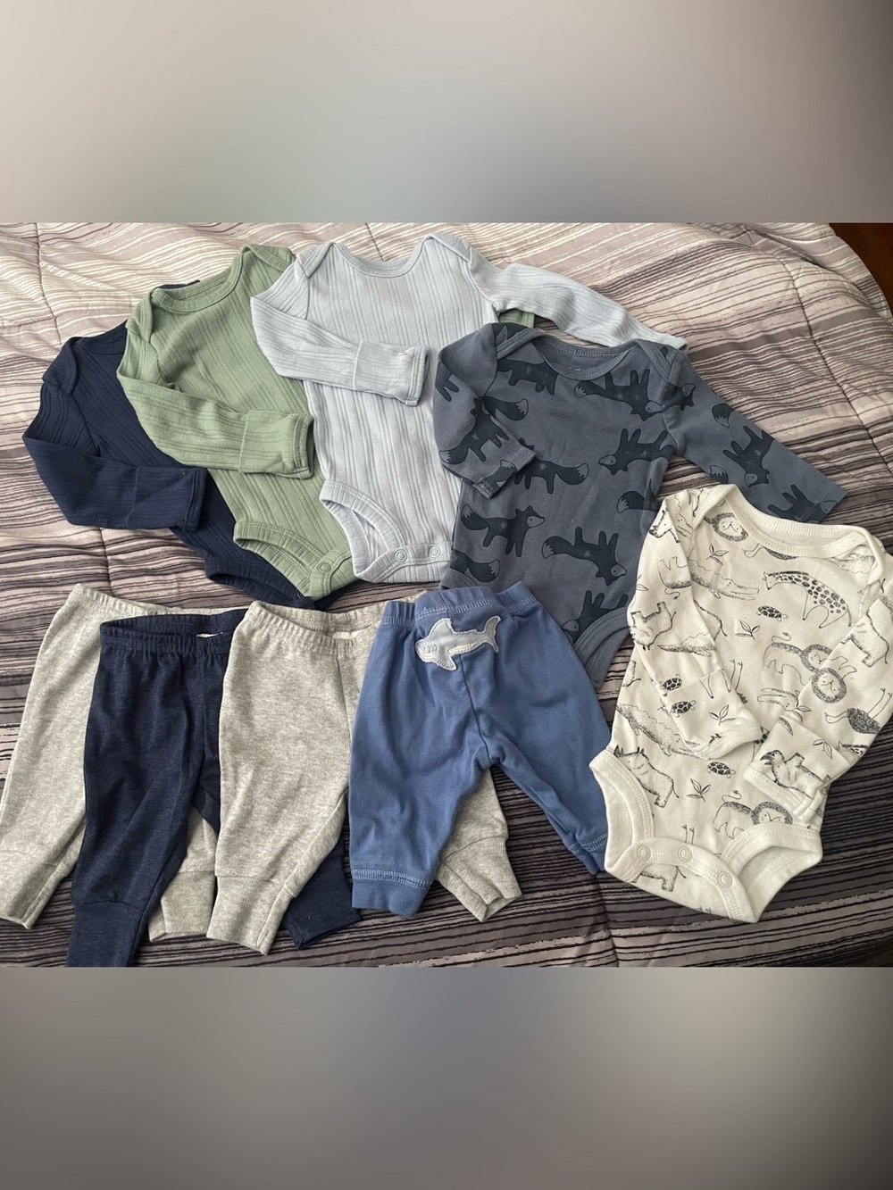 Carters Baby Long-Sleeve One-Piece and Pants Set - Blue, Green, Gray, Navy